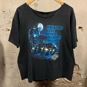 Vintage 1990s Harley Davidson Legends Live Legends Roam Black T-Shirt Wolf XL